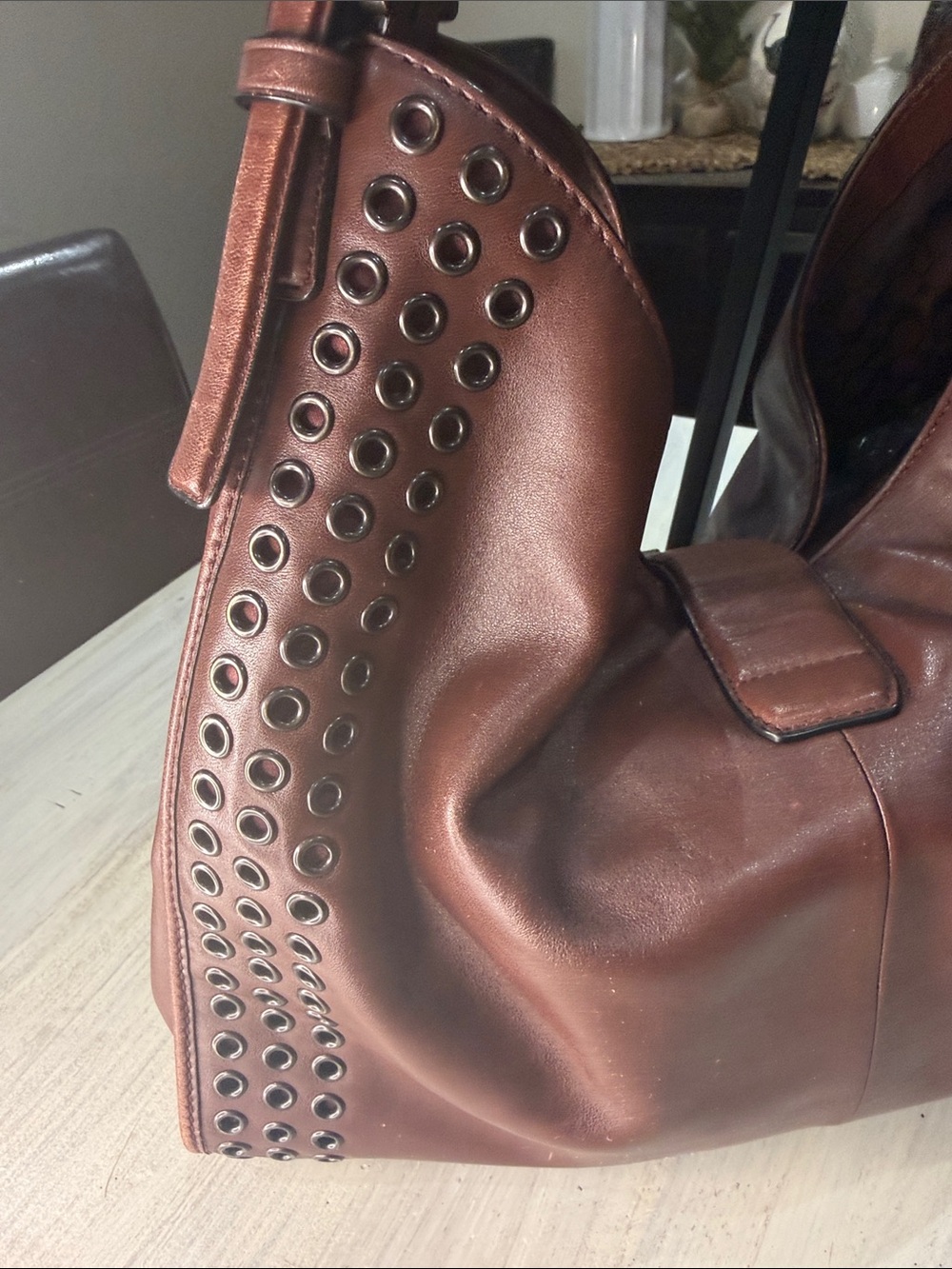 Coach Madison Large Studded Leather Hobo Brown - Picture 6 of 16